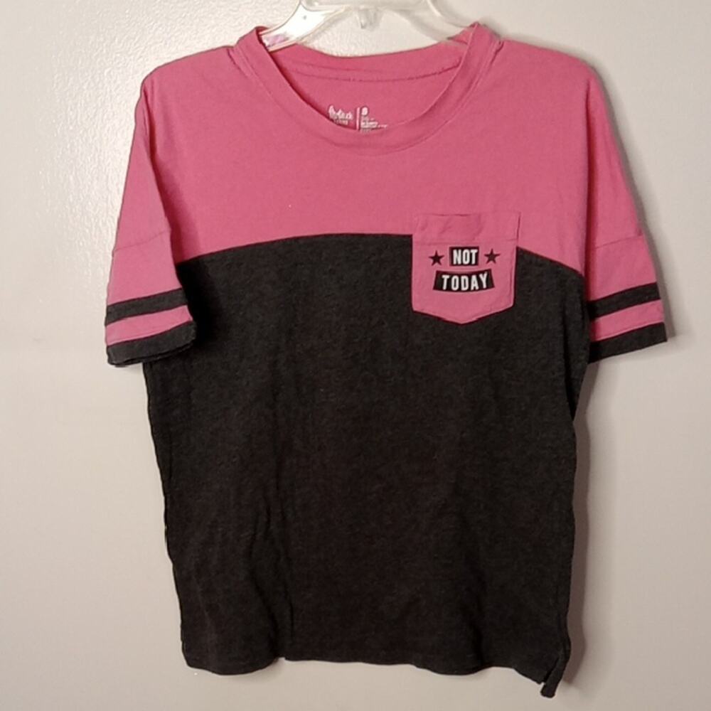 Flirtitude Active Women's Small Not Today Pink and Black Graphic Tee. Athleisure